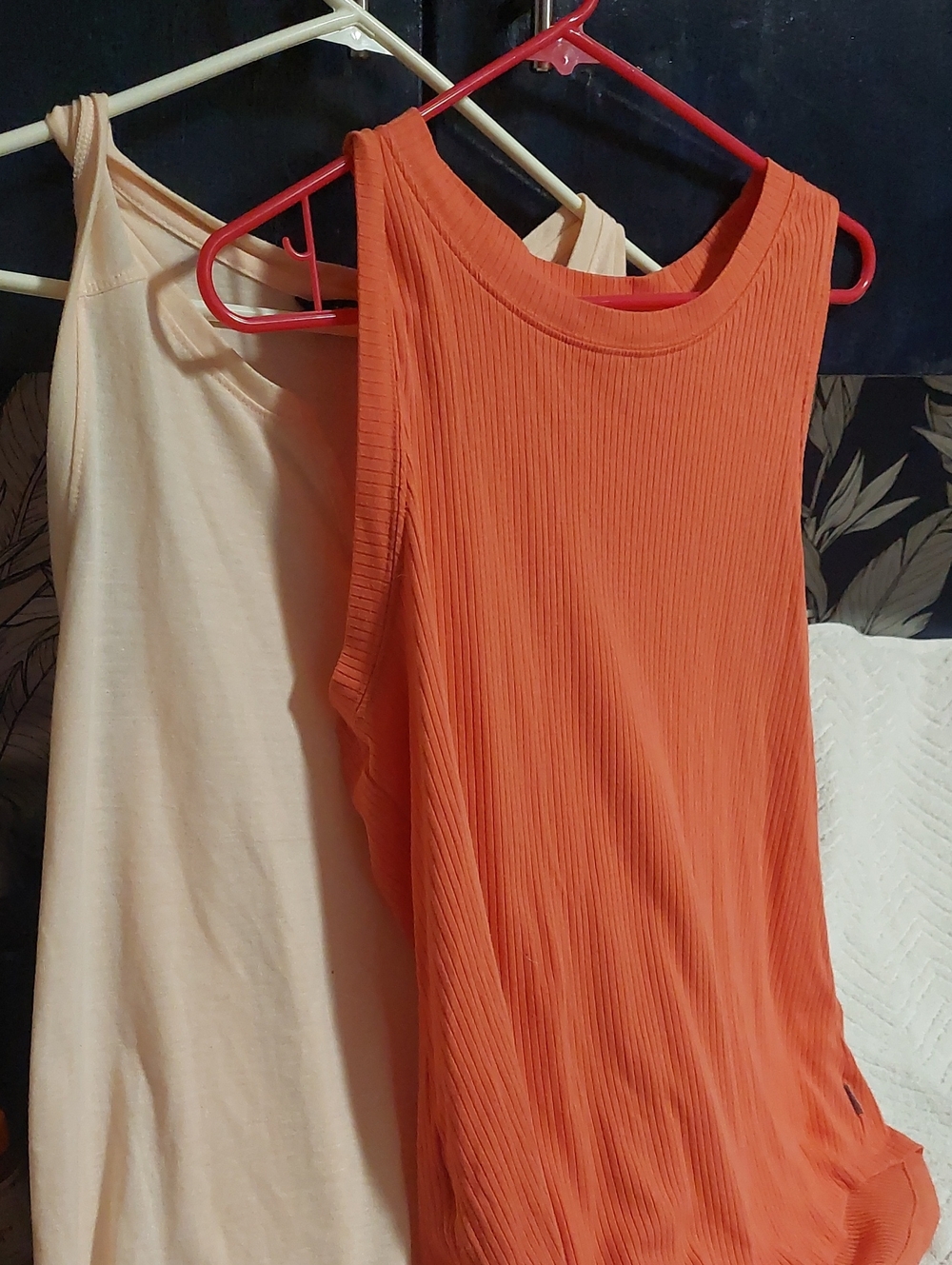 Columbia Women's Ribbed Tank Top in Orange and North Face In Cream